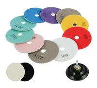 14Pcs Diamond Polishing Pads 4inch Round Diamond Sanding Pad 50-8000 Grit Reusable Wet Dry Marble Granite Polishing Pads with Fine Wool Felt Pad M14 Backer Pad for Glass Marble(4 inches)