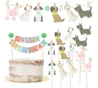 14PCS Dog Party Birthday Decorations Set, Puppy Banner Garland and Cupcake Toppers, Puppy Theme Birthday Party Decorations Supplies for Toddler