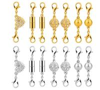 14pcs Double Magnetic Necklace Clasps, 4 Styles 2 Colors Magnetic Necklace Clasps and Closures Converter for Jewelry Bracelets Anklets (Style 2)