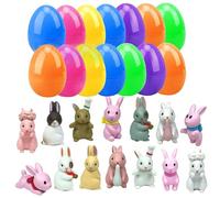 14Pcs Easter Eggs Filled with Toys, Mini Surprise Eggs with Bunny Figures Cute Farm Rabbit Display for Kids Boys and Girls, Easter