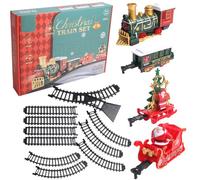 14Pcs Electric Train Set for Kids Light & Sounds Simulated Christmas Train with 4 Carriages Classical Christmas Sets with Tracks Gifts for Boys & Girls