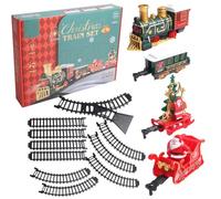 14Pcs Electric Train Set for Kids Light & Sounds Simulated Christmas Train with 4 Carriages Classical Christmas Sets with Tracks Gifts for Boys & Girls