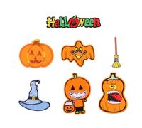 14pcs Embroidery Pumpkin Patch Iron on Applique Decoration | Washable Heat Transfer Style, Embroidery Detail, Polyester Non Woven Fabric, Halloween Harvest Accent
