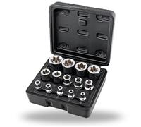 14Pcs Female E-Torx Star Socket Set, External Socket Set 1/4" 3/8" and 1/2" Drive Sockets E4-E24 Made, with Storage Box,Torque Sockets Set