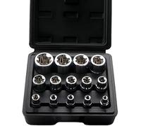 14PCS Female E-Torx Star Socket Set with Case, 6.3, 10, 12.5mm Drive External Star Socket Set E4-E24 Torque Socket Set