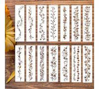 14Pcs Floral Painting Hollow Template, Wallpaper Wall Stencils for Large Pattern, Flower Stencils Supplies for Painting on Walls Exquisite Flower Shape for Art Design Wood Interior Decor