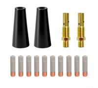 14PCS Flux Core Gasless Nozzle Welding Kit, For MAGNUM 100L, For Weld-Pak 100HD, For EASTWOOD MIG Welders, Non-Stick Anti-Spatter Coating, 10 Coated 0.9mm Welding Tips, 2 Nozzles, 2 Gas Diffusers