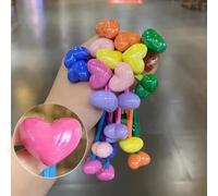 14PCS Heart Ball Charm Hair Ties for Little Girls, Colorful Double Heart Bead Rubber Band, No Damage Ponytail Holders for Toddler Girls