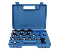 14Pcs Hollow Punch Set, DIY Leather Craft Tool, Belt Punching Kit with 5mm - 35mm Punches, Professional Leather Hole Puncher for Rubber, Copper, Washers, Includes Plastic Storage B
