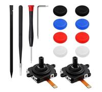 14PCS Joystick Replacement Kit Compatible with Meta Quest 2/Oculus Quest 2 Controller, Complete VR Thumbstick Repair Tool Set with Metal Analog Modules, Silicone Grips & Screwdrivers
