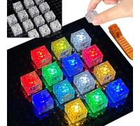 14PCS Light Up Bricks, LED Lights Bricks Accessories Kits, 2x2 2x3 Classic Transparent Parts Building Block Set, Compatible with Lego, Compatible with All Major Brands (2x2 Square)