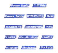 14pcs Magnetic Tool Box Labels, Reusable Magnetic Toolbox Tags Magnet General Tool Box Organize Accessories Clear & Easy to Read, for Steel Toolboxes Carts Drawers and Cabinets