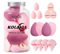 14PCS Makeup Sponge Set, Beauty Blender Sponge for Foundation Blending with 3PCS Mini Makeup Sponges & 4PCS Triangle Powder Puff, Soft Make Up Sponges for Face Cosmetic Applicator for Powder Liquid