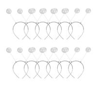 14pcs Martian Alien Antenna Headband Silver Space Themed Party Headbands | Soft Silicone Base with Bendable Foam Balls, No Slip Elastic Spring Antenna, for Cosplay and School Plays
