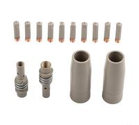 14PCS MIG Welder Tips Nozzles Kit - for 15AK Torch - 0.8mm Red Copper Contact Tips W/Coated Protection - 2 Gas Nozzles 2 Liners - for Professional DIY