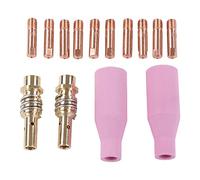 14Pcs MIG Welding Gun Accessories Kit, Plasma Torch with Ceramic Cup, Connecting Rod, Tip, Lightweight Portable for 15AK Welding Torch, Copper Ceramic Material