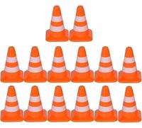 14pcs Miniature Road Cone Orange Mini Traffic Cones Plastic Sign Road Cone Toy Roadblock Cone Sign Model Photo Prop Small Orange Cones Construction Cones,Safety Barriers