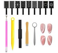 14Pcs Nail Magnet Tool Set, Double-Head Strong Magnet Nail Art Pen Tool Magnet Stick Dotting pens for DIY 3D Magnetic Cat Eye Effect Polish UV Gel Polish Cats Eyes Effect