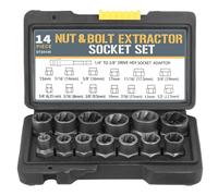 14pcs Nut & Bolt Extractor Socket Set Car Repair Tool Impact Socket Set 6.35mm-19mm Cr-Mo Steel Hand Tools