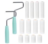 14Pcs Paint Roller Kit Portable High-Density Foam Paint Roller with 3 Size Brush Head & Sponge Thumb Stand for Wall, Flat Surfaces, 2" + 4" + 6