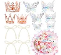 14PCS Pearl Bow Decoration for Bouquets Crown Cake Decor Topper Beaded Bridal Shower Decorations for Wedding Bridal Shower Birthday Gif Wrapper