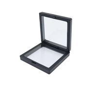 14pcs Plastic Jewelry Box Transparent Stands 3D Pink Yellow Colorful Picture Frame PE Membrane Floating Display Case Holder For Earring Necklace Bracelet(Black,9cm)