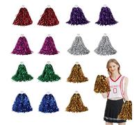 14pcs Pom Poms Cheerleading - Seven Colors Ring Pattern Cheerleader Pom Poms, Pompoms Cheerleader, Cheer Pom Poms, Cheerleader Accessories, Cheer Up Love and Pompoms, Cheerleader Pom Poms Adults Kids