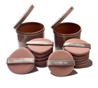 14pcs Powder Puff, Powder Puffs for Pressed Powder, Korean Makeup Cushion Puffs for Foundation Buffing, Concealer, Loose Powder, Face Powder Puff with Travel Container (7*Teardrop & 7*Round, Coffee)