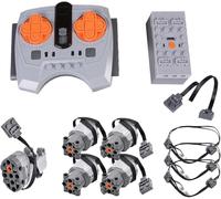 14PCS Power Functions Motor Set Compatible with Lego Technic Car, APP Dual Remote Control, Lithium Battery Box, 4 x XL-Motor, 2 x Servo Motor, 2 x M-Motor, 2 x Extension Cord, 2 x LED Light (C)
