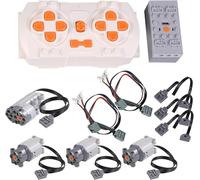 14PCS Power Functions Motor Set Compatible with Lego Technic Car, APP Dual Remote Control, Lithium Battery Box, 4 x XL-Motor, 2 x Servo Motor, 2 x M-Motor, 2 x Extension Cord, 2 x LED Light (E)