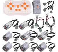14PCS Power Functions Motor Set Compatible with Lego Technic Car, APP Dual Remote Control, Lithium Battery Box, 4 x XL-Motor, 2 x Servo Motor, 2 x M-Motor, 2 x Extension Cord, 2 x LED Light (B)