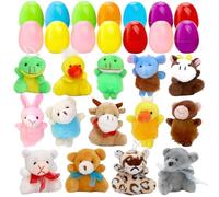 14Pcs Prefilled Easter Eggs with Mini Stuffed Animal Plush Toys Keychain,Easter Eggs with Toys Easter Basket Stuffers,Surprise Prefilled Eggs for Easter Egg Hunt Party Bag Fillers Gifts for Kids