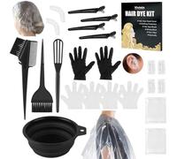14PCS Professional Salon Hair Dye Kit, Hair Coloring Products with Hair Dye Brush, Collapsible Bowl, Clips, Ear Muffs, Disposable Gloves, Scarf, Shower Cap