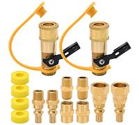 14pcs Propane Quick Connect Fittings, 1/4" RV Propane Quick Connect Adapter with 3/8" Flare x 1/4" NPT Male Pipe Half-Union Fitting