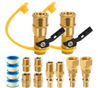 14pcs Propane Quick Connect Fittings,1/4" RV Propane Quick Connect Fittings Adapter with 3/8" Flare x 1/4" NPT Male Pipe Half-Union Fitting 1/4" Male NPT 1/4" Female NPT (14 Pieces)