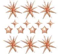 14pcs Rose Gold Star Balloons, Mixed Star Foil Balloon, 22Inch Explosion Stars Balloons with 10Inch Stars Shaped Balloon,for Wedding Bridal Shower Princess Party Girl Birthday Baby Shower Decorations