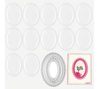 14PCS/Set 10 Pcs 3D Dimensional Shaker Domes with 17Pcs/Set Ellipse Metal Dies for Card Making Peel-Away Adhesive Ellipse Clear Plastic Dimensional Domes for Shaker Card Making Handmade Crafts