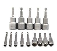 14pcs/Set 6mm~19mm Professional Magnetic Nut Driver Set Metric Socket 1/4" Hex Shank Impact Drill Bit Adapter