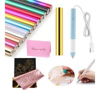 14PCS/Set Hot Heated Foil Pens & Hot Foil Roll Set for Card Making Craft Scrapbooking Drawing Pen with USB Cable DC5V Write, Draw, Trace, and Stencil Your Way to Shiny Foiled Beauty Using the Hot Foil