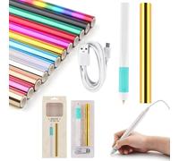 14PCS/Set Hot Heated Foil Pens & Hot Foil Roll Set for Card Making Craft Scrapbooking Drawing Pen with USB Cable DC5V Write, Draw, Trace, and Stencil Your Way to Shiny Foiled Beauty Using the Hot Foil