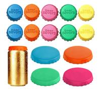14PCS Silicone Bottle Caps, Bottle Capper, Beer Bottle' Caps, Reusable Silicone Cap's, Coke Bottle' Cap, for Glass Bottles, Beer Bottles,Canned Cola(Blue/Orange/Purple/Green/Yellow)