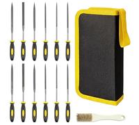 14PCS Small File Set,Metal File,Professional Files Hand Tools,Flat/Half/Oval/Round/Triangular/Square Perfect for DIY, Woodworking, Automotive, Sharpening & Gardening with Brush and Storage Bag