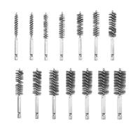 14Pcs Stainless Steel Wire Bore Brush with 1/4 Inch Hex Shank Handle, Twisted Wire Tube Cleaning Brush Attachment Drill Set for Tubes Ports Bearings Power Drill Impact Driver