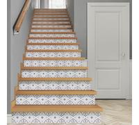 14Pcs Stair Stickers,18x100cm Self-Adhesive Stair Riser Decal Removable Wallpaper Wall Sticker Treads Decals Home Decoration for Kitchen Bathroom (001)