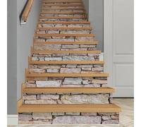 14Pcs Stair Stickers,18x100cm Self-Adhesive Stair Riser Decal Removable Wallpaper Wall Sticker Treads Decals Home Decoration for Kitchen Bathroom (005)