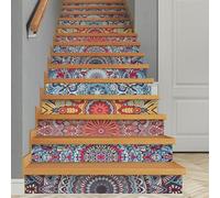 14Pcs Stair Stickers,18x100cm Self-Adhesive Stair Riser Decal Removable Wallpaper Wall Sticker Treads Decals Home Decoration for Kitchen Bathroom (004)