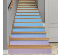14Pcs Stair Stickers,18x100cm Self-Adhesive Stair Riser Decal Removable Wallpaper Wall Sticker Treads Decals Home Decoration for Kitchen Bathroom (Rainbow)