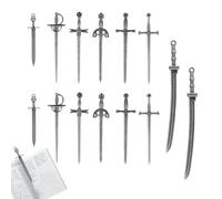 14Pcs Swords Bookmark Antique Swords Knife Bookmark Vintage Metal Bookmarks Charm Pendants Mini Sword Knife Bookmarks Long Dagger Bookmark Craft Supplies for Book Lovers DIY (Silver)