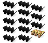 14pcs Taco Holder Stands Set Kit, Black Large Plastic Taco Shell Trays Reusable Serving Dishes for Mexican Festival Party Supplies, Microwave & Dishwasher Safe