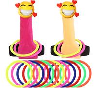 14PCS Toss Party Games for Adults, Hen Party Games for Adults, Girl Night Out Party Games Tossing Ring, Bachelorette Party Favor for Bridal Shower Decoration